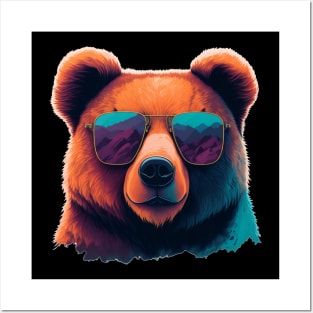 Grizzly Bear in sunglasses Posters and Art